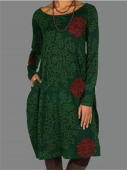 Nova® | Lockeres Vintage-Herbstkleid mit Blumenmuster