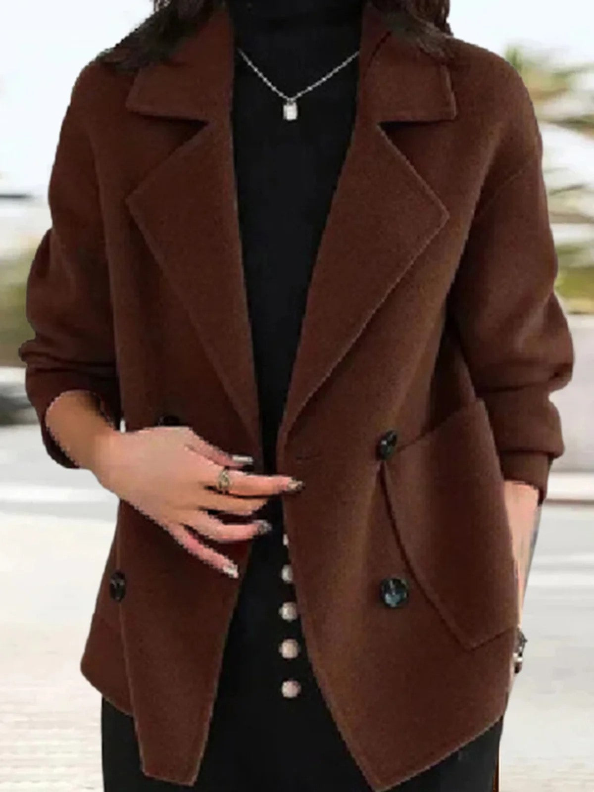 Emma® | Modischer, lockerer Mantel mit schlichtem Kragen