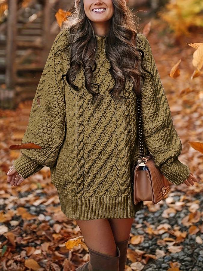 Angelina ®| Stylisches Pulloverkleid mit Rundhalsausschnitt