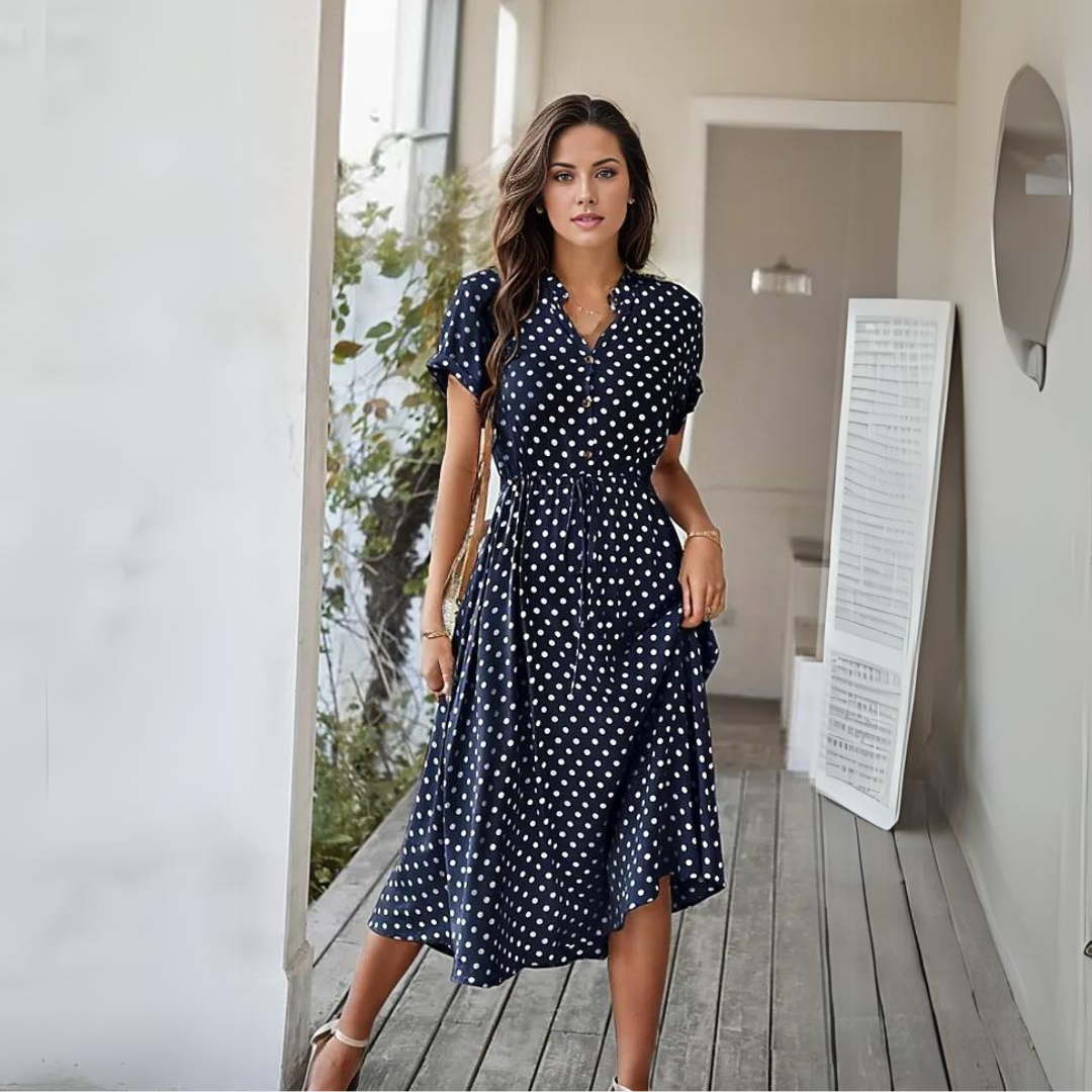 Natalie® | V-Ausschnitt Kleid mit Polka Dot