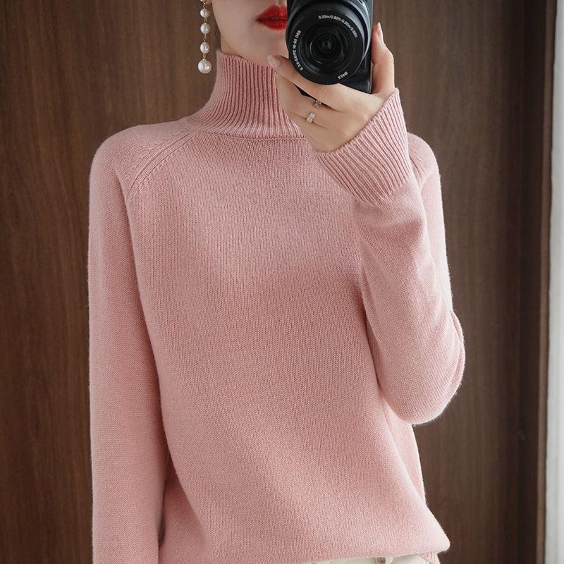 Lesley® | Rosa Farbblock-Pullover mit hohem Halsausschnitt