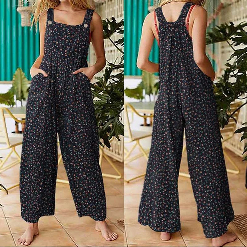 Jeneath® | Neue Frauen lässig lose Blume drucken Jumpsuits