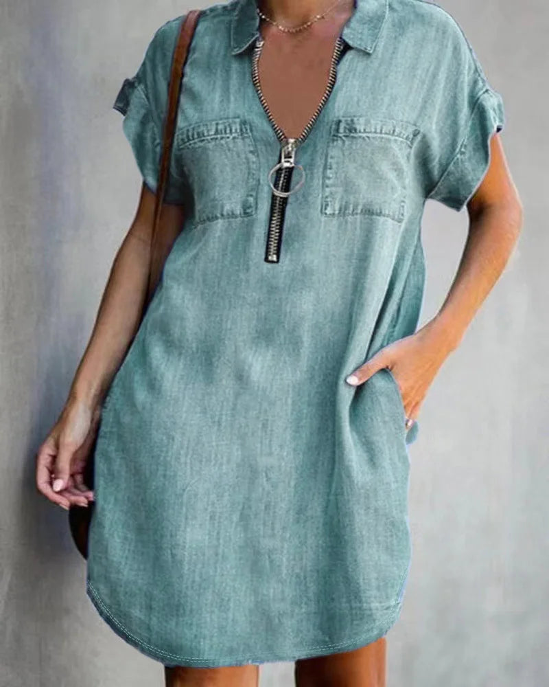 Trina® | Elegantes Denim-Kleid mit Reißverschluss