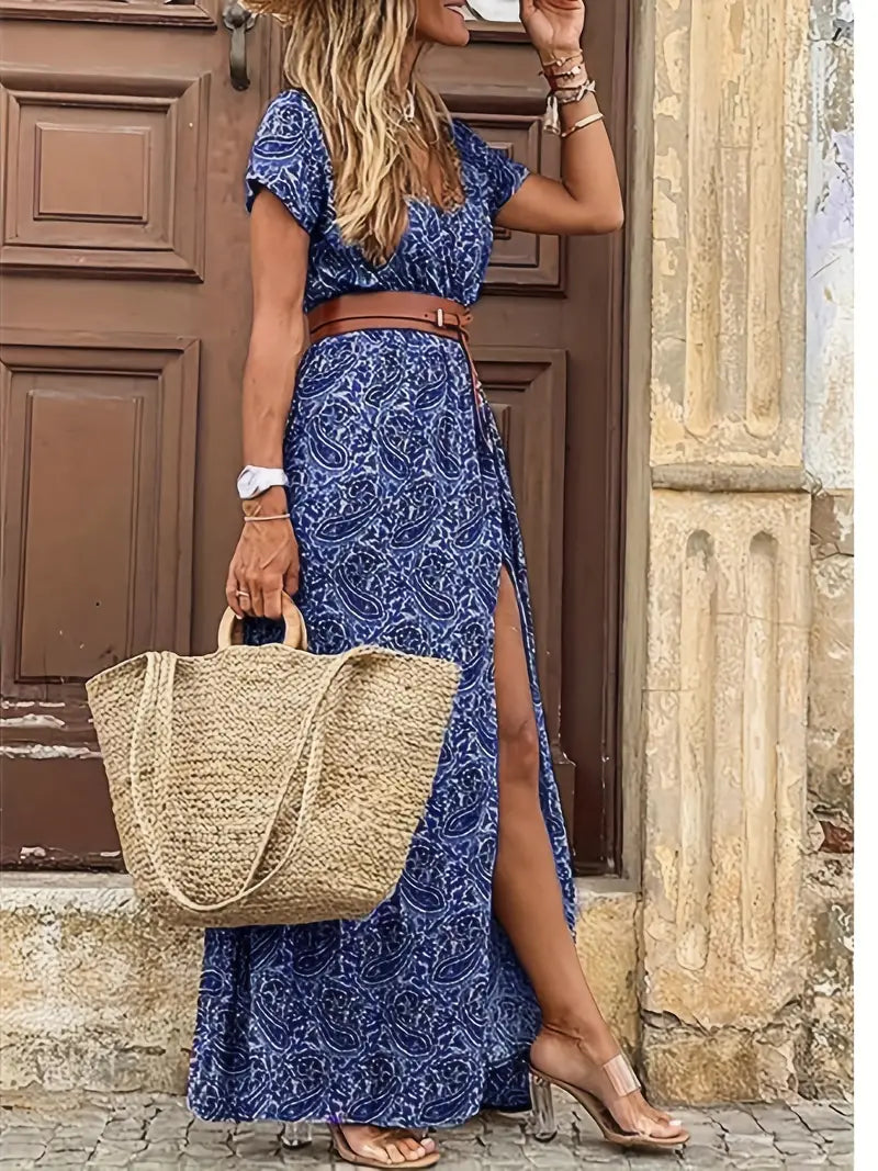 Monika® | Damen Boho Casual Floral Maxi Long Kleid