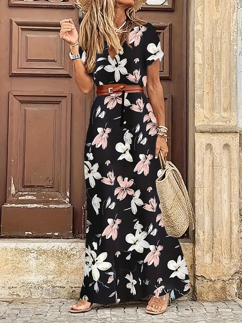 Monika® | Damen Boho Casual Floral Maxi Long Kleid