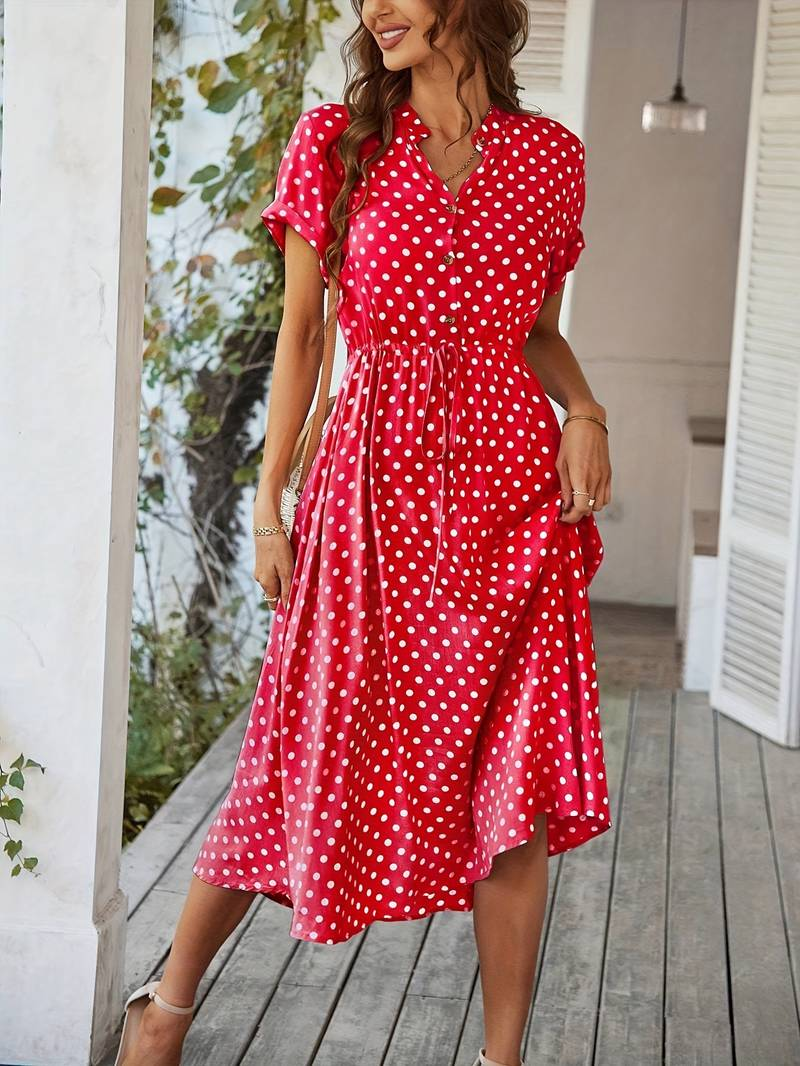 Natalie® | V-Ausschnitt Kleid mit Polka Dot