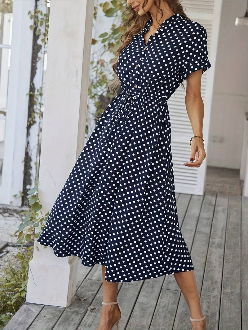 Natalie® | V-Ausschnitt Kleid mit Polka Dot