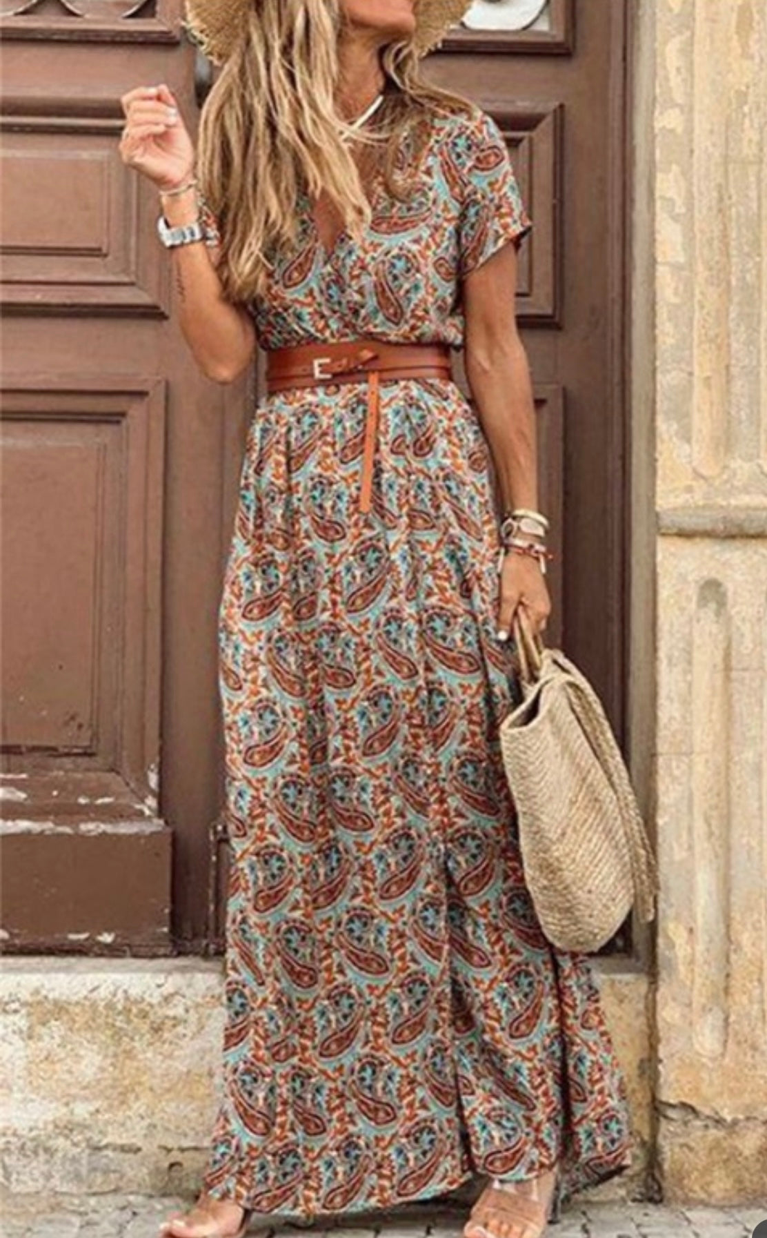 Monika® | Damen Boho Casual Floral Maxi Long Kleid
