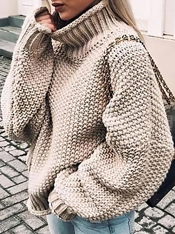 Ellie® | Dicker Strickpullover mit hohem Halsausschnitt und Ärmeln